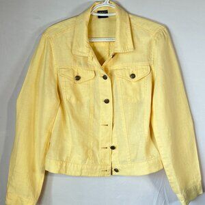 Linen Jacket Quiet‑Luxury — Butter Yellow Spring Elegance (Tribal, M) old‑money